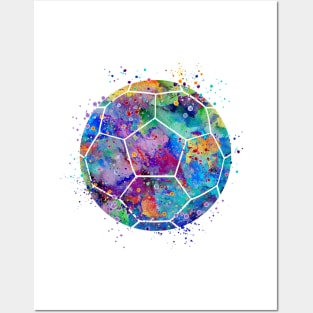 Soccer Ball Colorful Watercolor Posters and Art